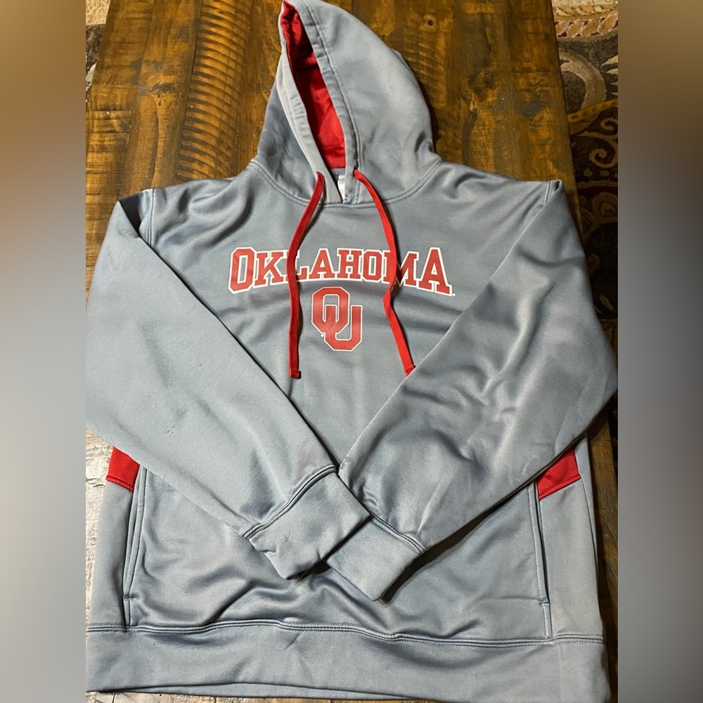 Russell Athletic Oklahoma OU Sooners Gray and Red Men's Hoodie Sz L - Picture 3 of 7